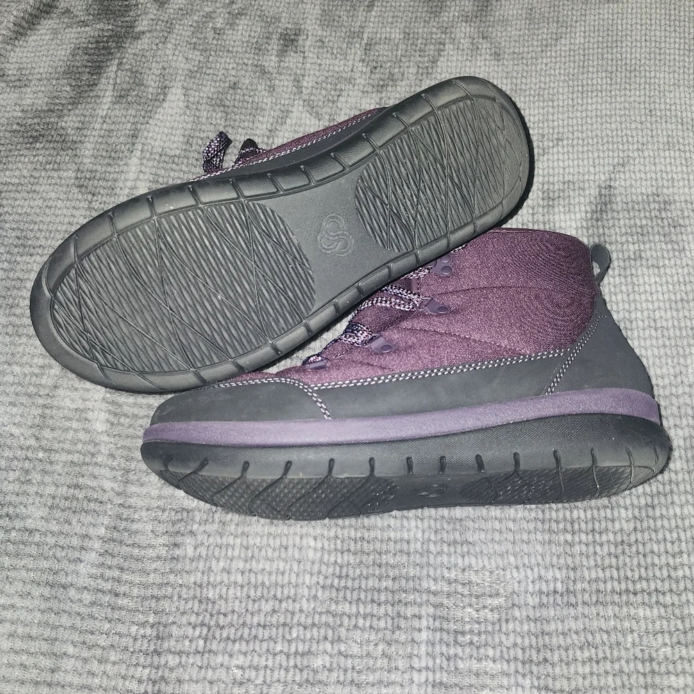 Clarks Cloudsteppers Womens Sz 8 M Shoes Purple Black Lace Up Comfort Ankle Boot - Picture 4 of 6
